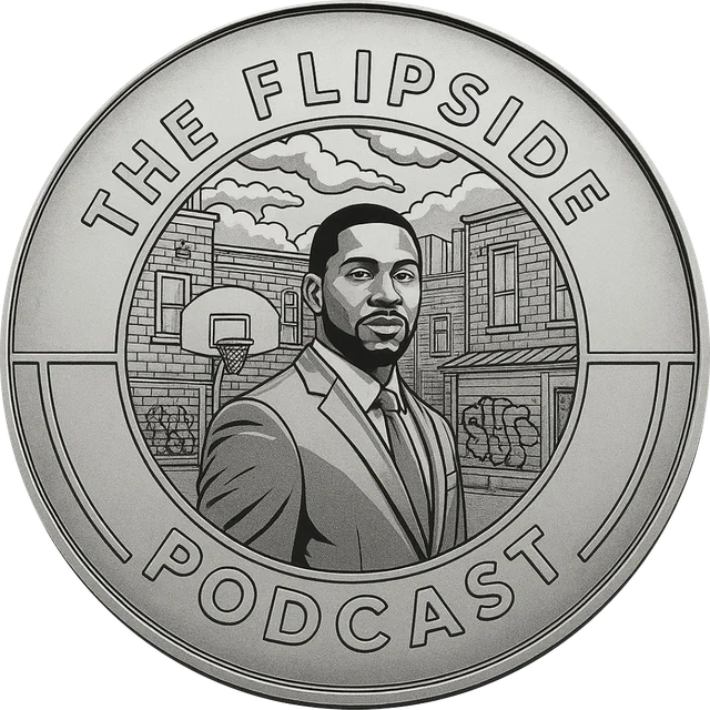 The original FlipSide Podcast coin logo